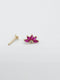 Diamond Rubies Engraved Lotus Threaded Stud Earring